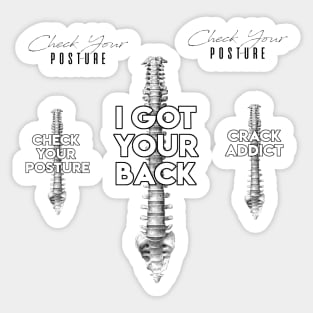 Chiropractor Sayings Quotes Check your Posture Chiropractic PACK GET MORE PAY LESS Sticker